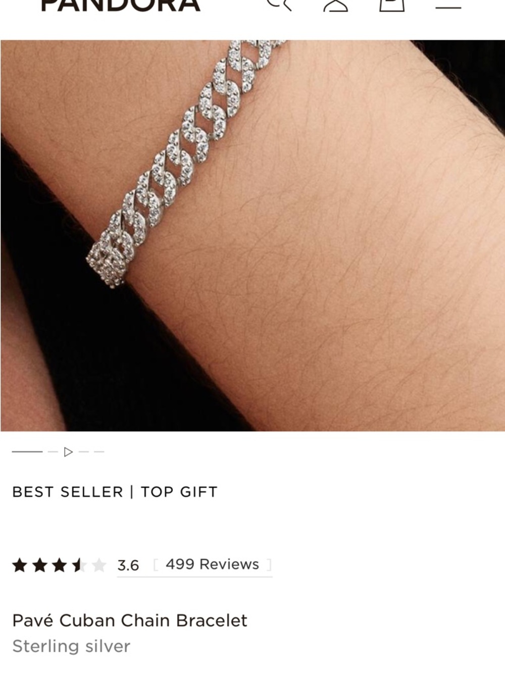 Pandora Sparkling Silver CZ Cuban Link Bracelet - Picture 3 of 12